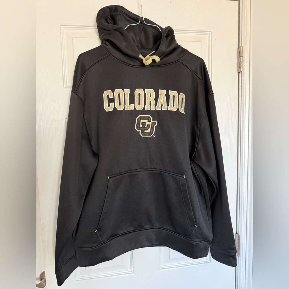 University of Colorado Boulder CU black hoodie. Unisex.